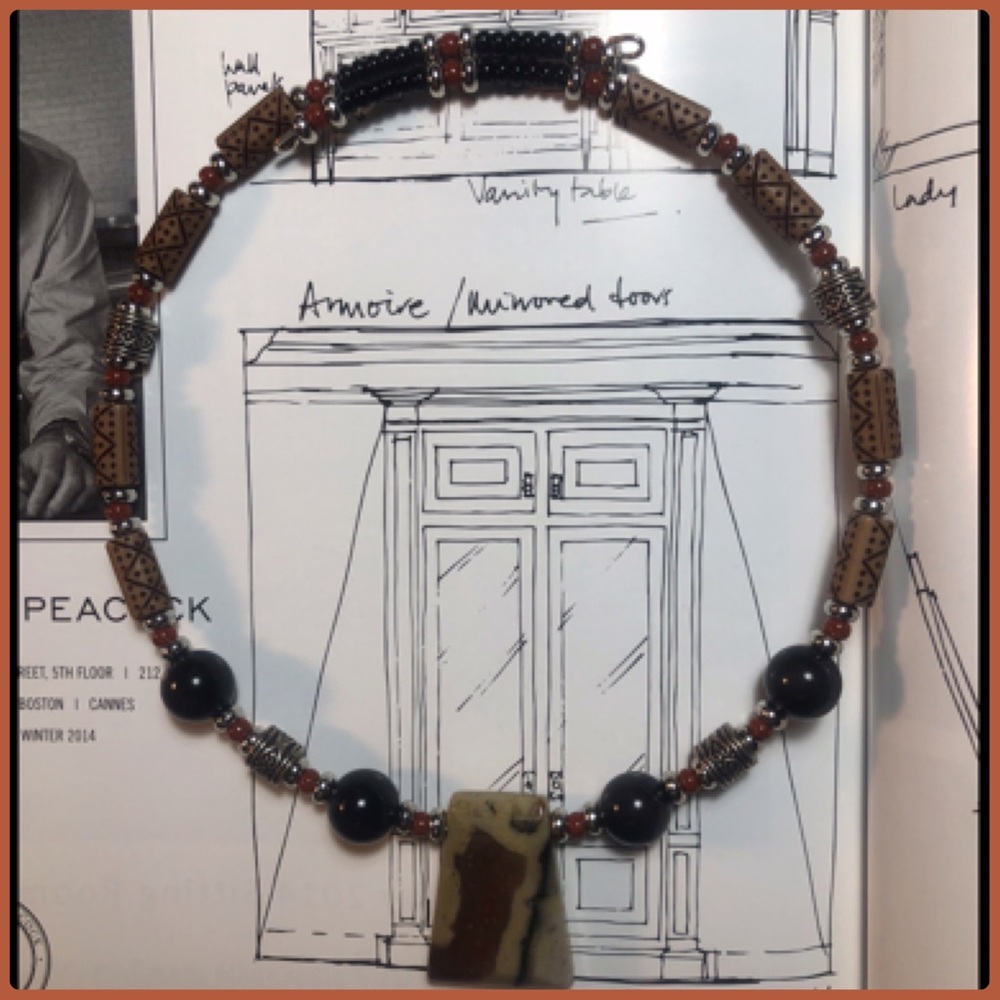 GENUINE AGATE & OBSIDIAN CHOKER